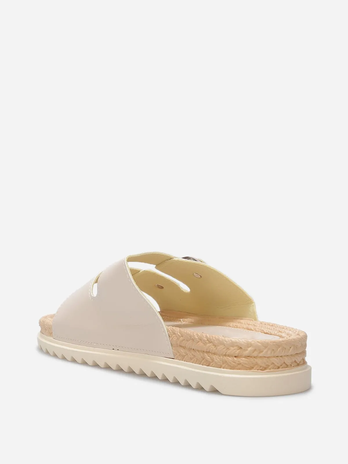 Outlet La Modeuse Mules à boucles et semelle dentelée Beige