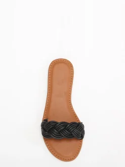 Hot La Modeuse Mules à bride tressée Noir