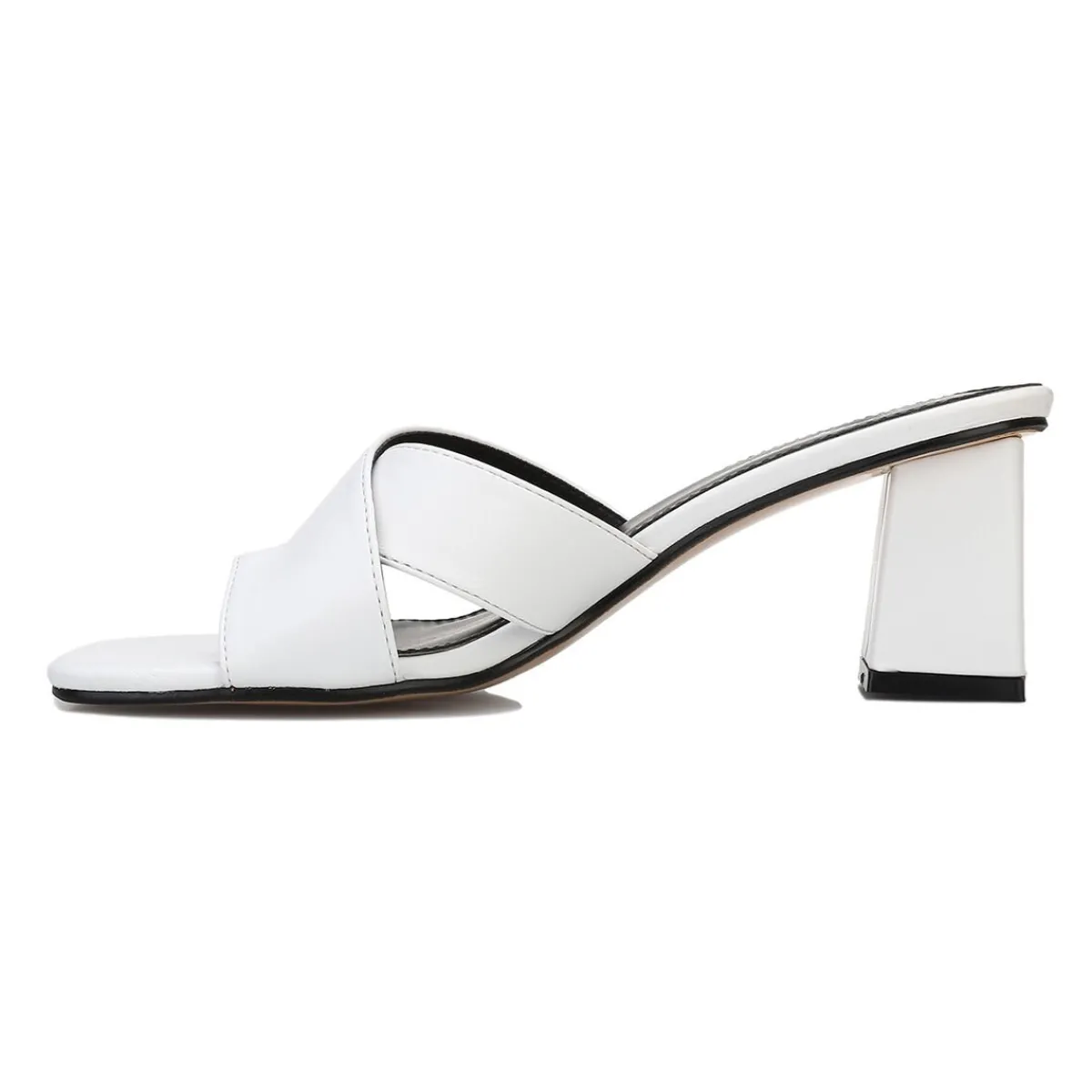 Hot La Modeuse Mules à brides croisées et bague orteil Blanc