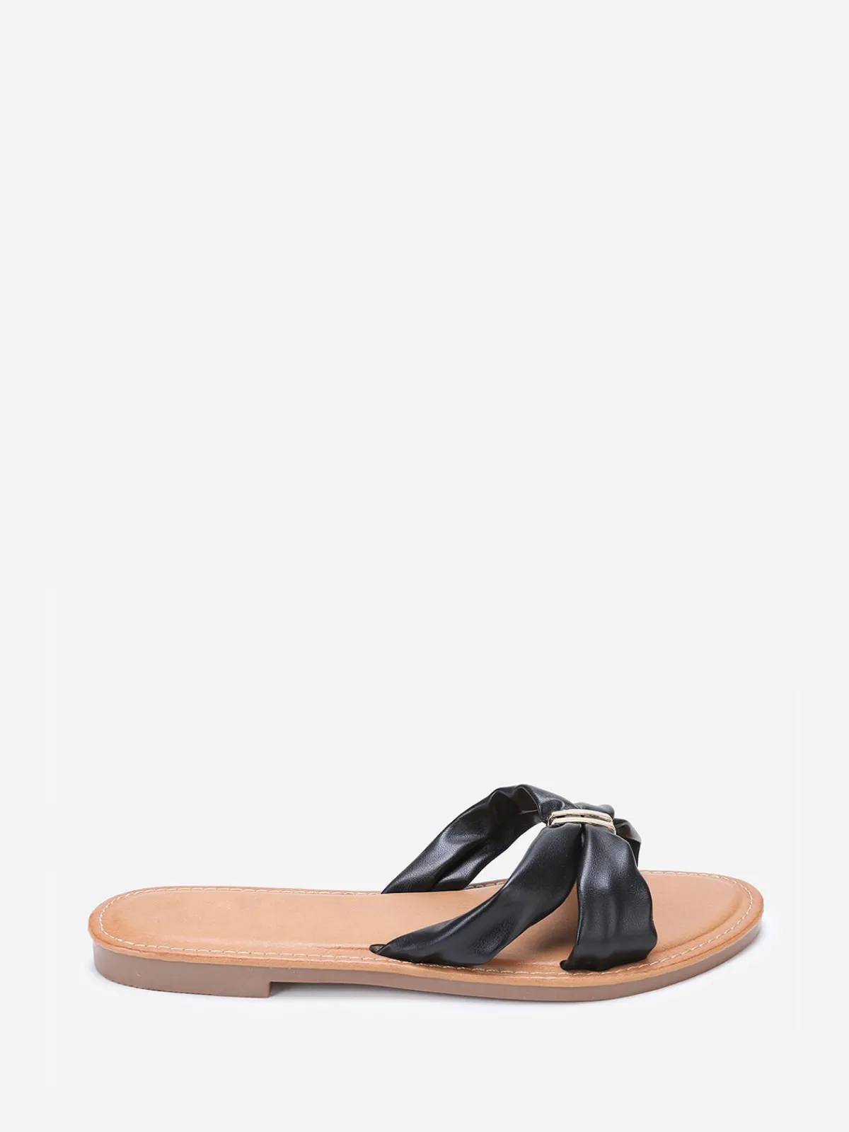 Hot La Modeuse Mules à brides en simili avec boucle Noir