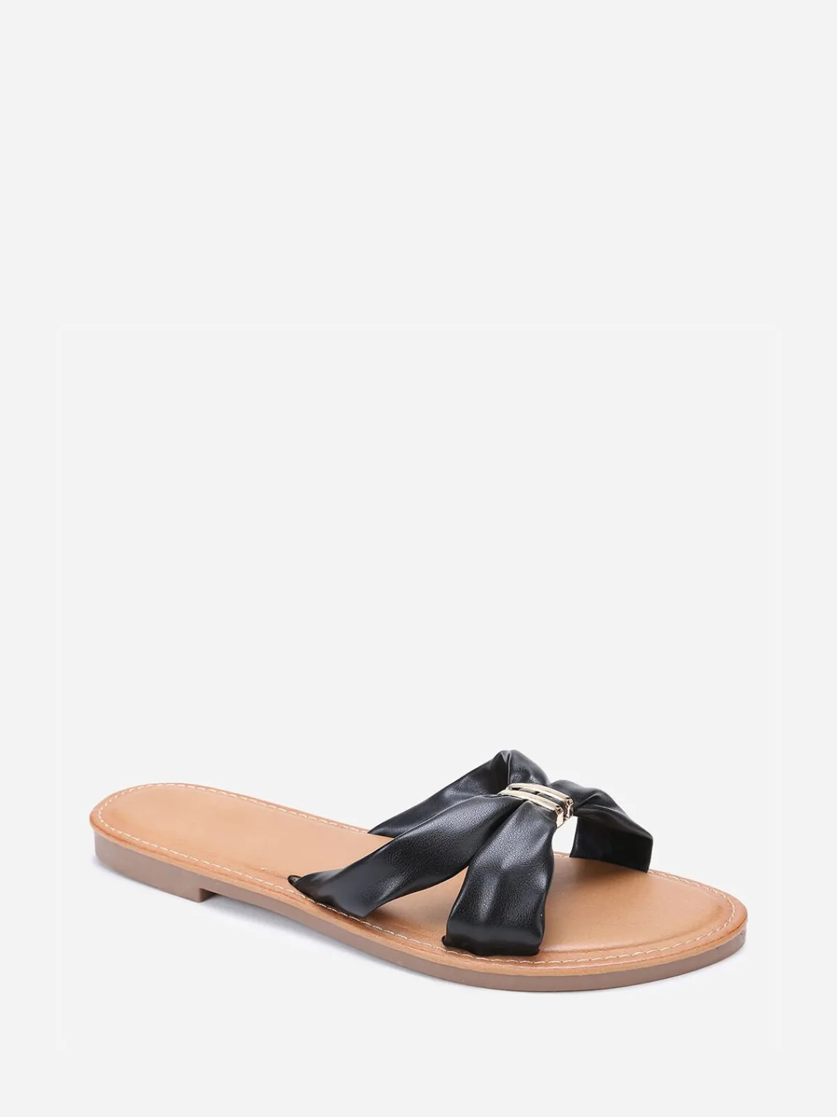 Hot La Modeuse Mules à brides en simili avec boucle Noir