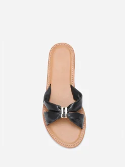Hot La Modeuse Mules à brides en simili avec boucle Noir