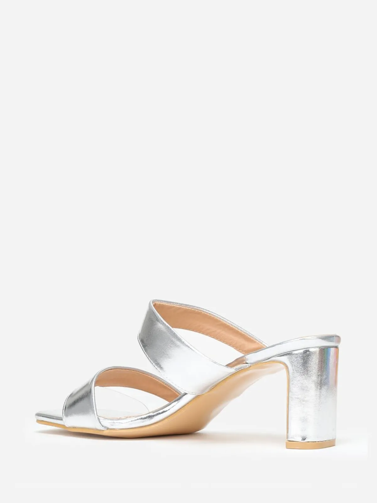Clearance La Modeuse Mules à brides et transparentes grandes tailles Argenté