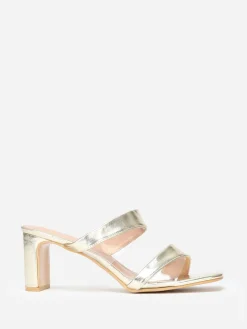 Sale La Modeuse Mules à brides  et transparentes grandes tailles Doré