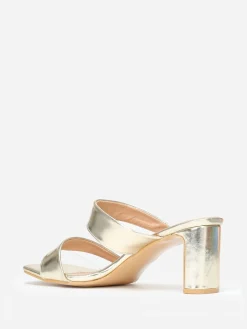 Sale La Modeuse Mules à brides et transparentes grandes tailles Doré