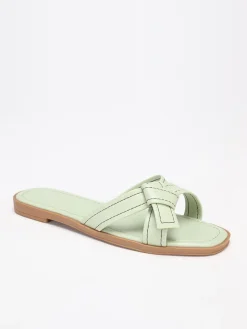 La Modeuse Mules   à brides nouées avec surpiqures Vertclair