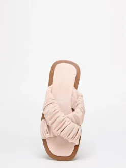 Hot La Modeuse Mules à brides smockée en suédine Rose