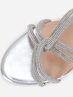 Sale La Modeuse Mules à brides strass entrelacées grandes tailles Argenté
