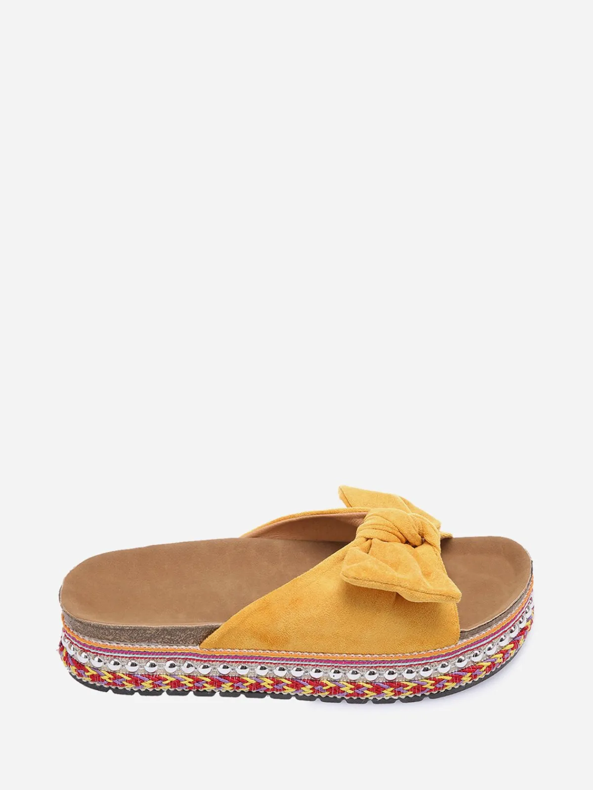 New La Modeuse Mules à noeud et semelle à motifs Jaune