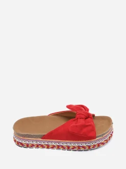 Discount La Modeuse Mules à noeud et semelle à motifs Rouge