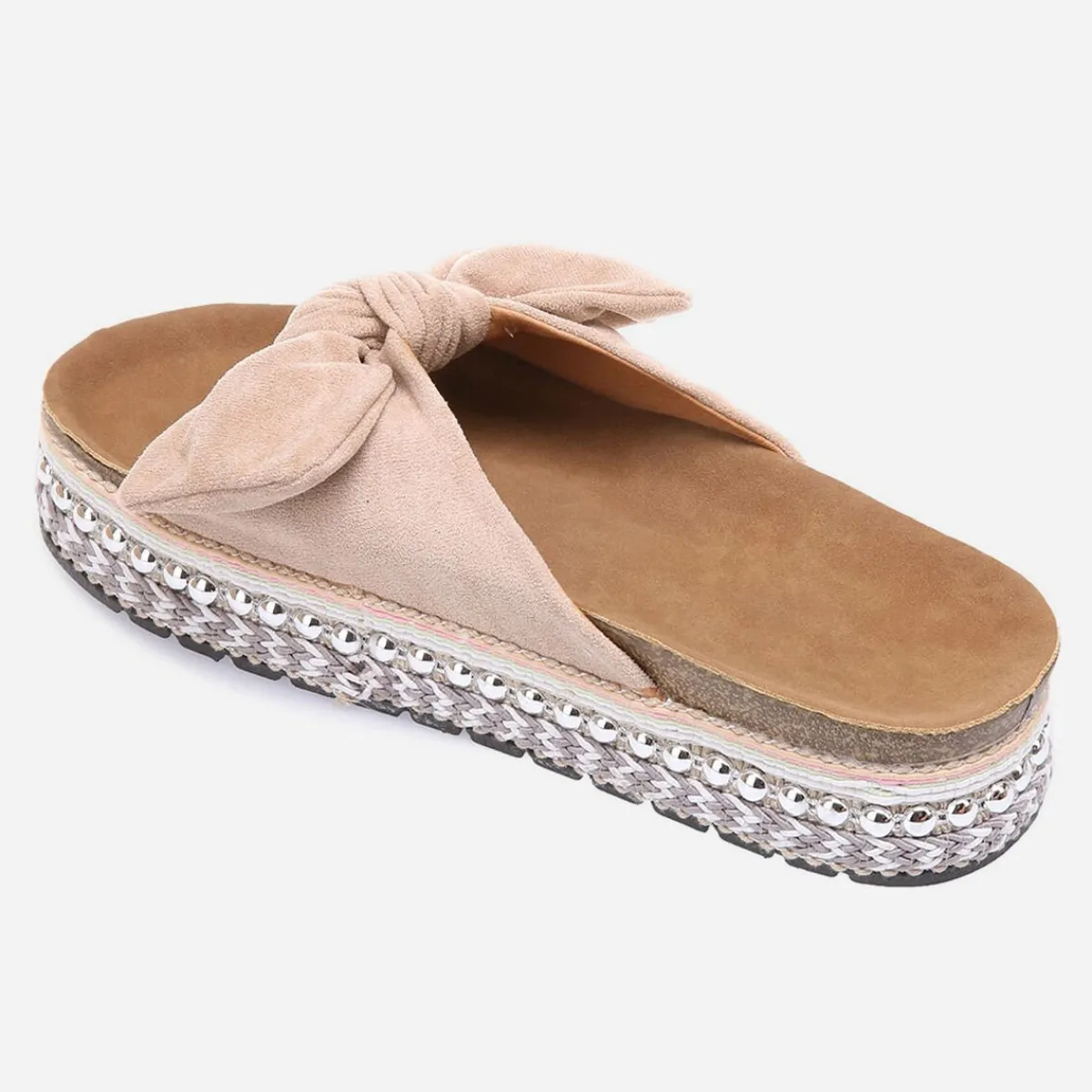 Online La Modeuse Mules à noeud et semelle à motifs Beige
