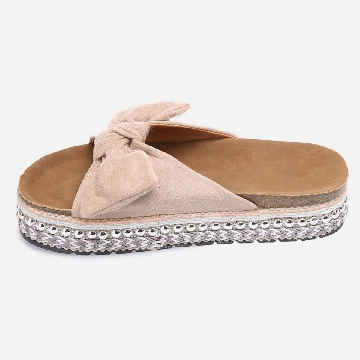 Online La Modeuse Mules à noeud et semelle à motifs Beige