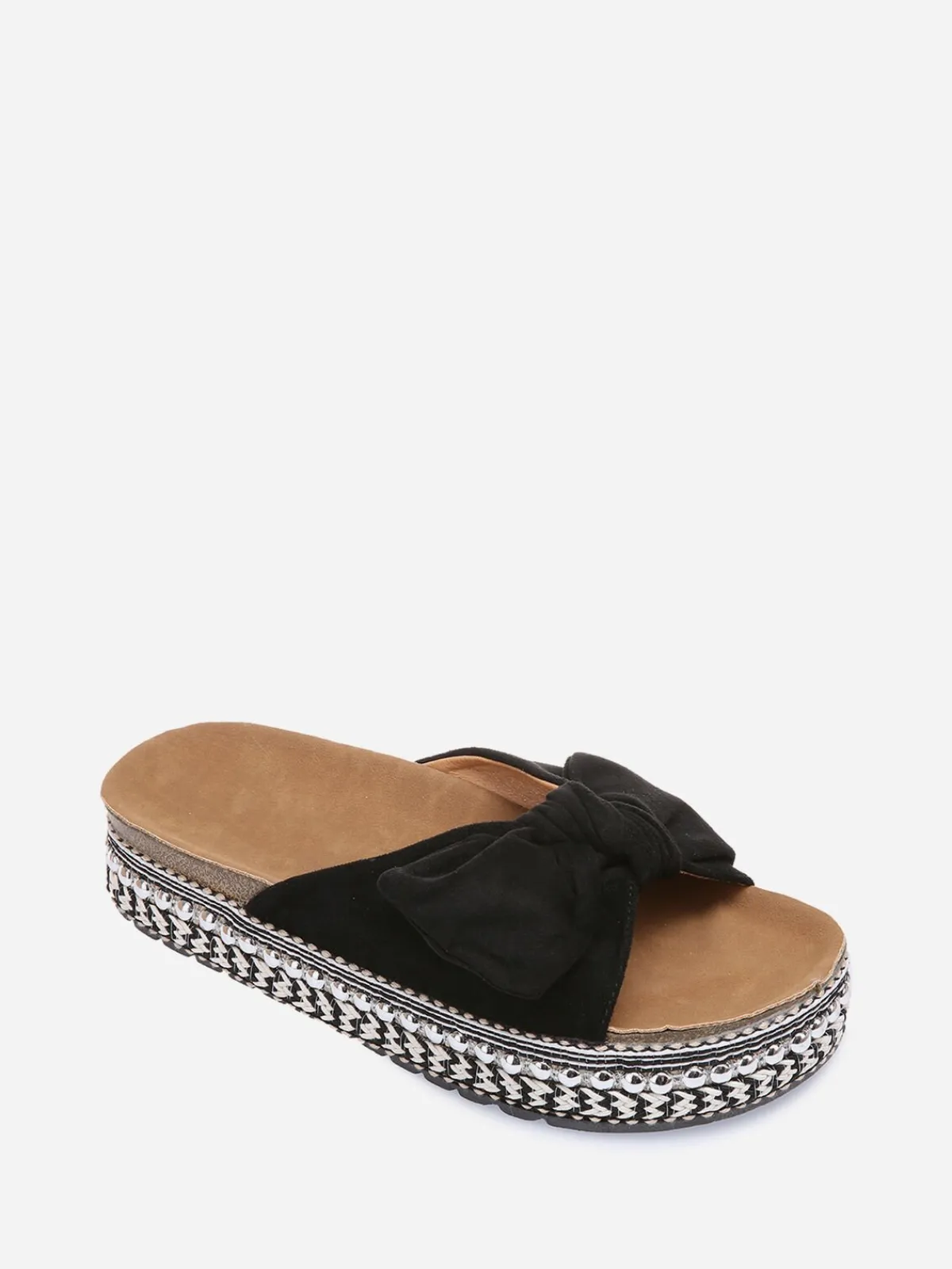 New La Modeuse Mules à noeud et semelle à motifs Noir