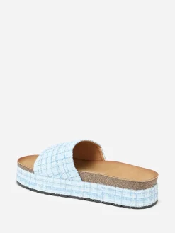 Outlet La Modeuse Mules  à plateforme en tweed pailleté Bleu