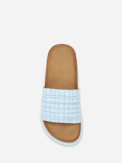 Outlet La Modeuse Mules  à plateforme en tweed pailleté Bleu
