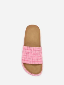 La Modeuse Mules  à plateforme en tweed pailleté Fuchsia
