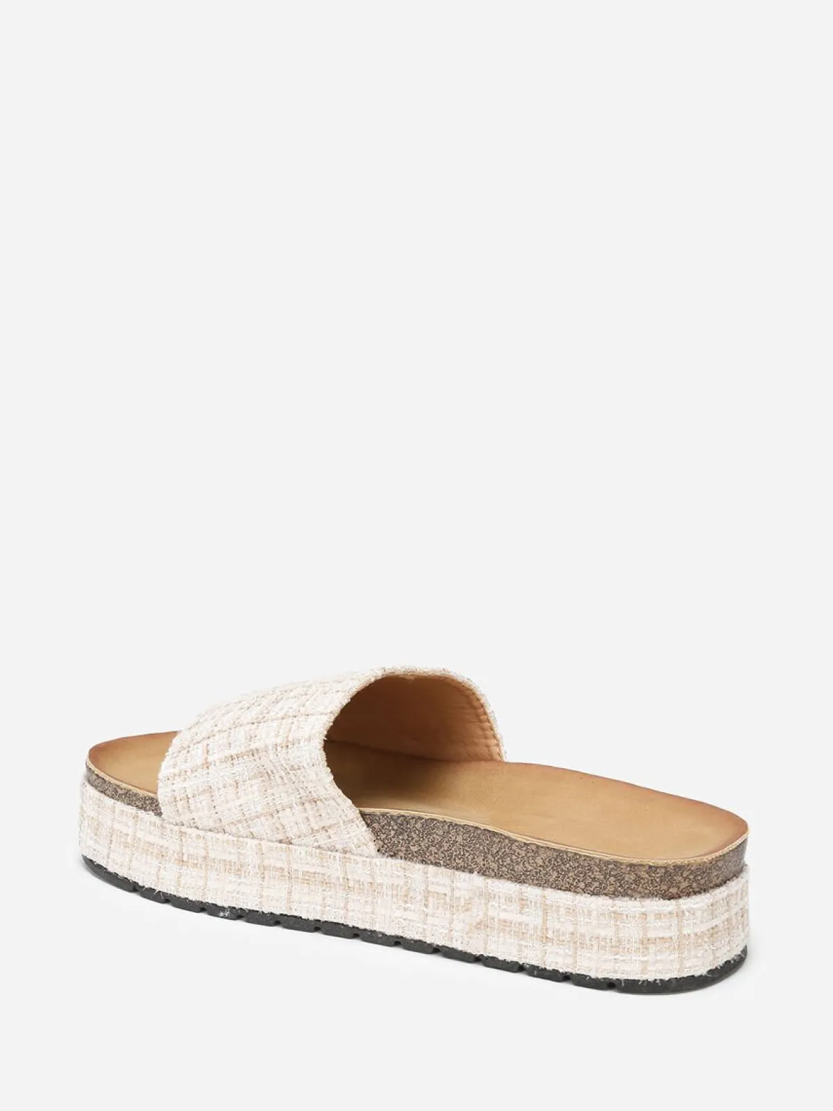 New La Modeuse Mules à plateforme en tweed pailleté Beige