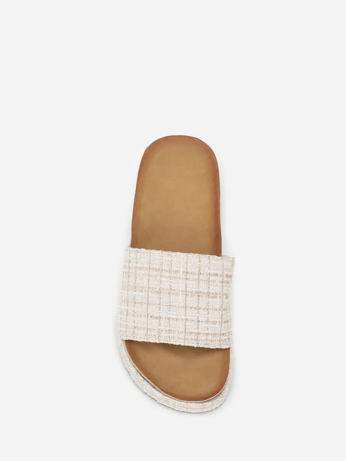 New La Modeuse Mules à plateforme en tweed pailleté Beige