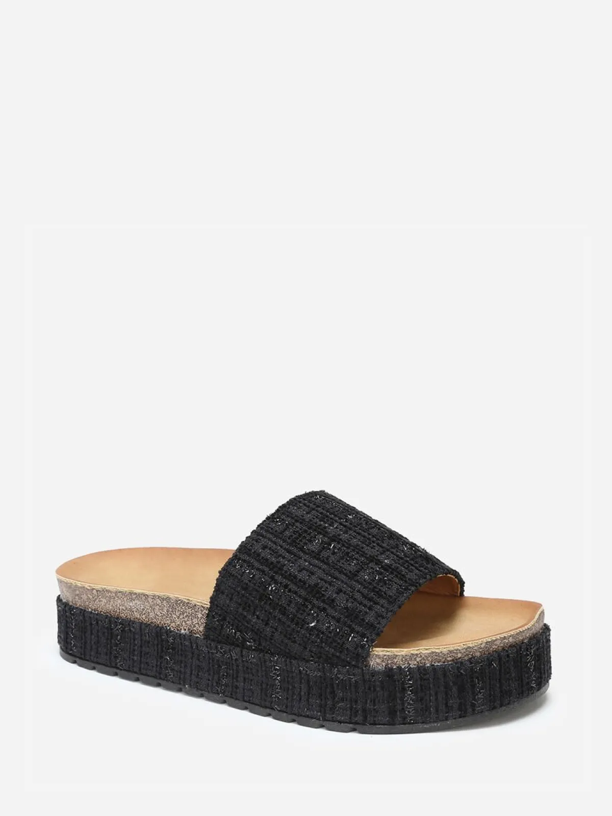 Sale La Modeuse Mules à plateforme en tweed pailleté Noir