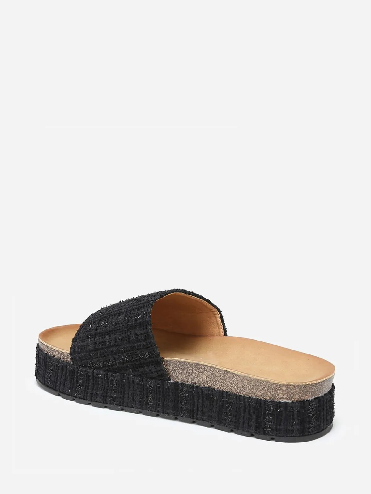 Sale La Modeuse Mules à plateforme en tweed pailleté Noir