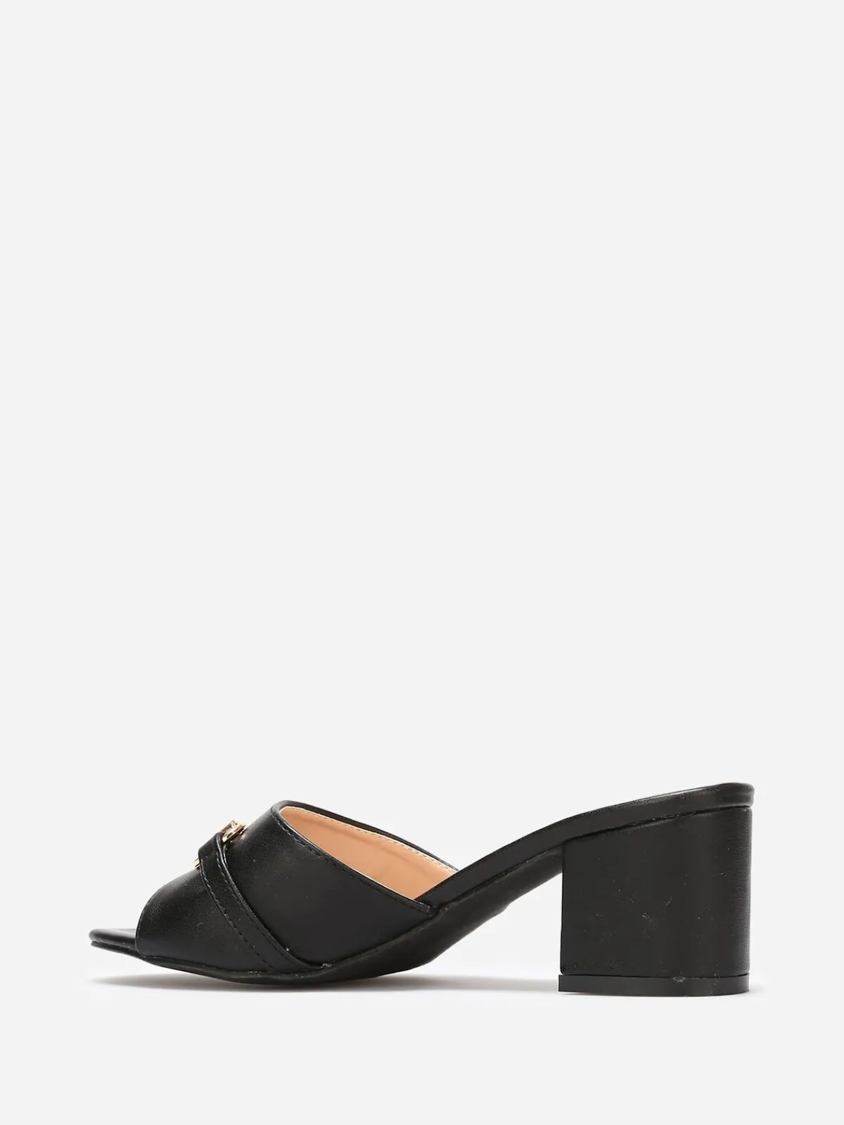 Clearance La Modeuse Mules à talon et détail boucle dorée Noir