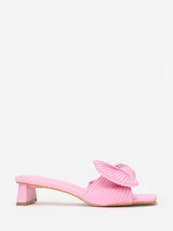 Hot La Modeuse Mules  à talon et n艙ud plissé Fuchsia