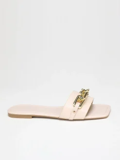 New La Modeuse Mules avec chaîne Beige
