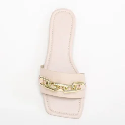 New La Modeuse Mules avec chaîne Beige