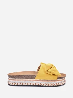 New La Modeuse Mules  avec noeud et plateforme motif ethnique Jaune