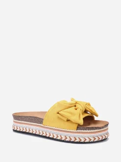 New La Modeuse Mules  avec noeud et plateforme motif ethnique Jaune