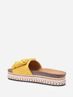 New La Modeuse Mules  avec noeud et plateforme motif ethnique Jaune