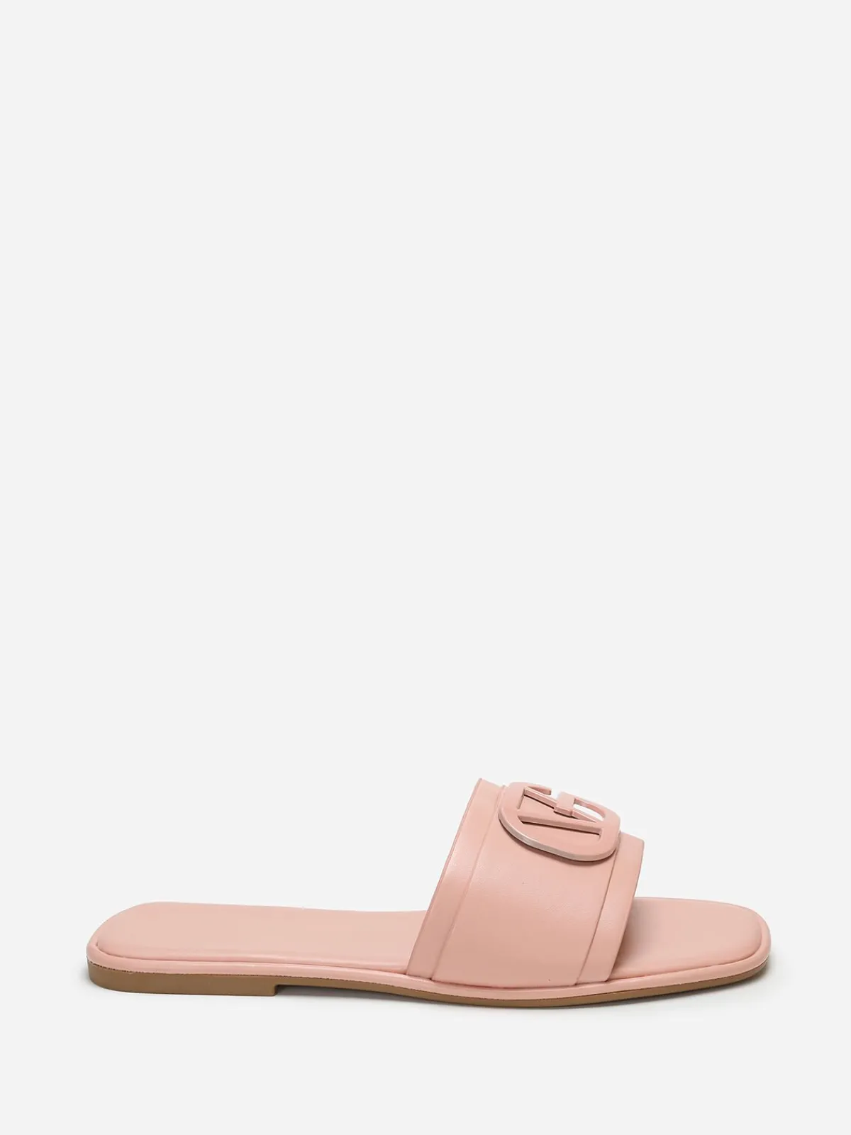 Sale La Modeuse Mules carrées à boucle métallique Rose