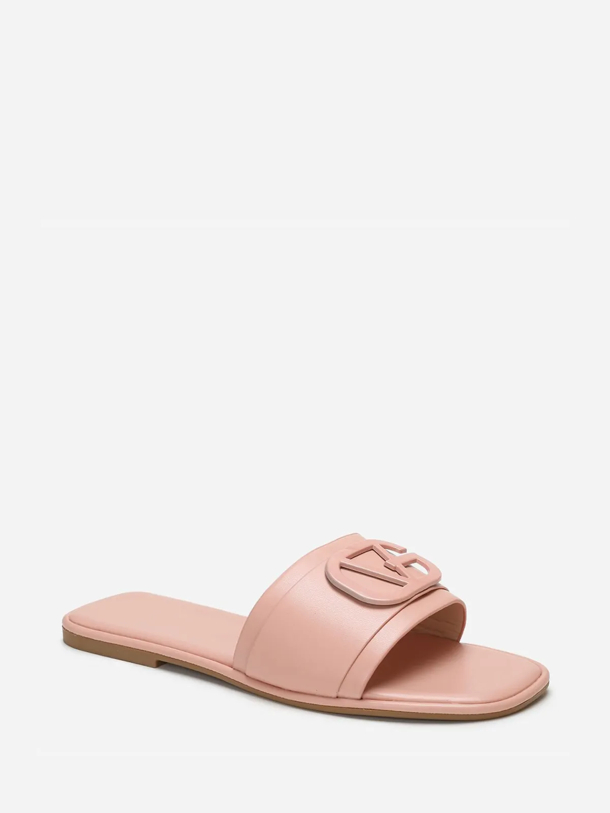 Sale La Modeuse Mules carrées à boucle métallique Rose