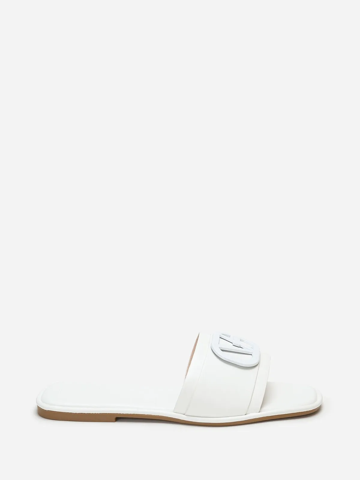 Hot La Modeuse Mules carrées à boucle métallique Blanc