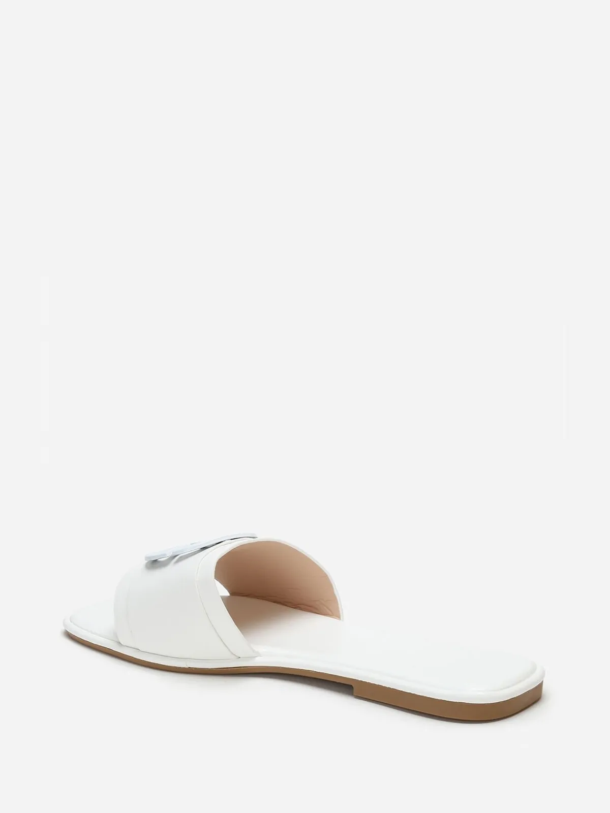 Hot La Modeuse Mules carrées à boucle métallique Blanc
