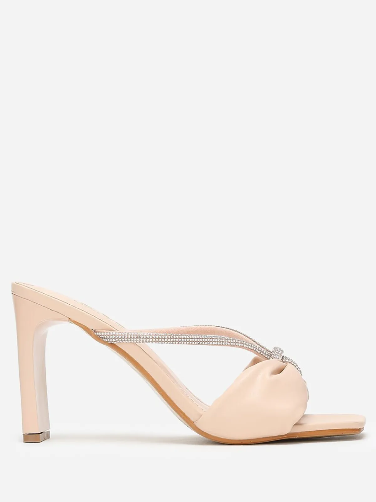 New La Modeuse Mules carrées en simili à strass Beige