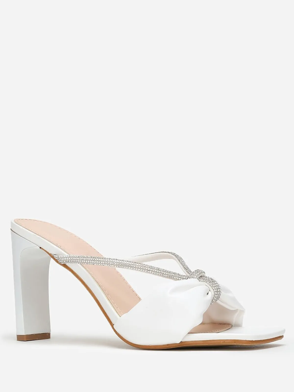 Best La Modeuse Mules carrées en simili à strass Blanc
