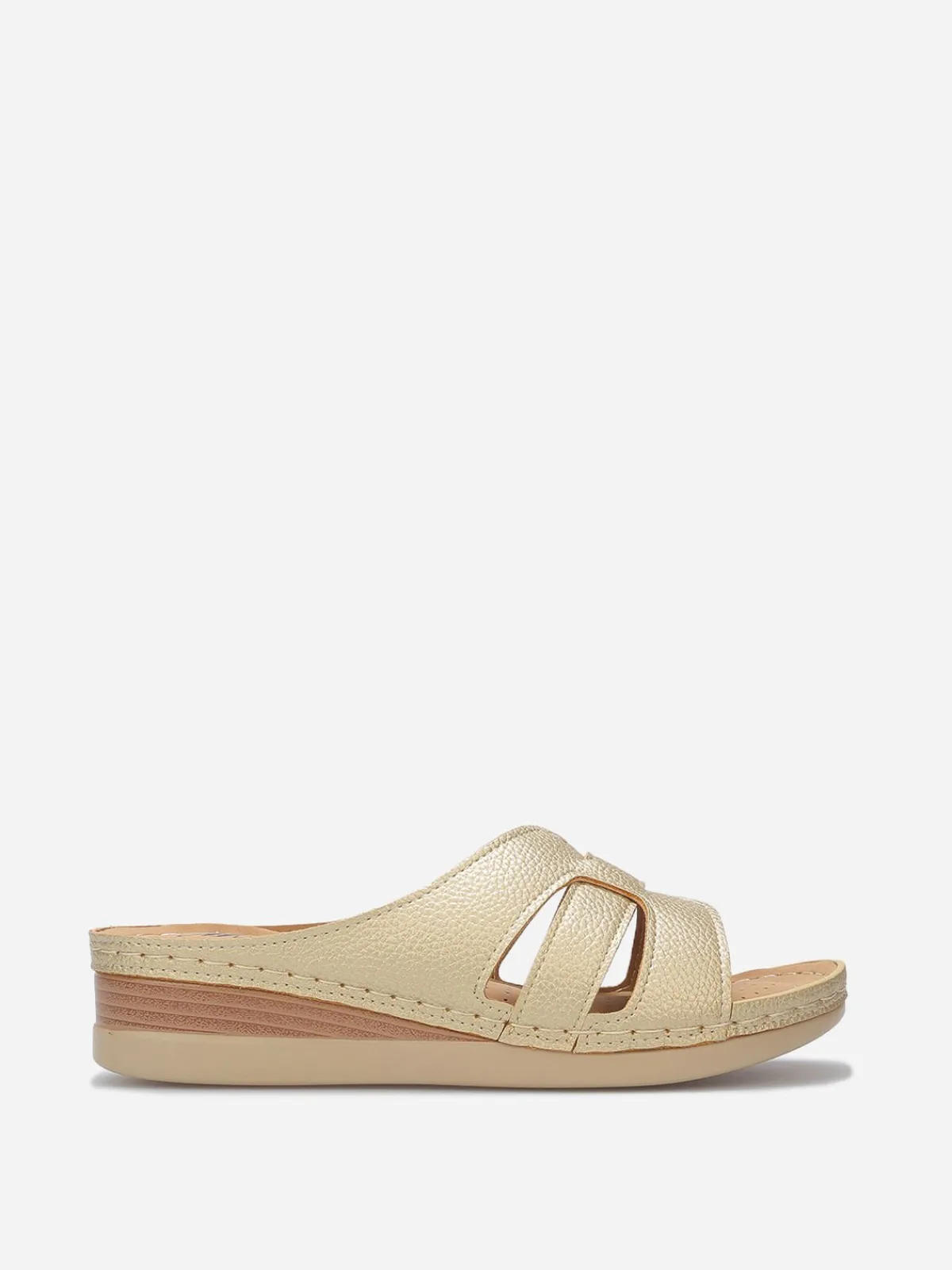 Outlet La Modeuse Mules compensées à brides croisées Doré