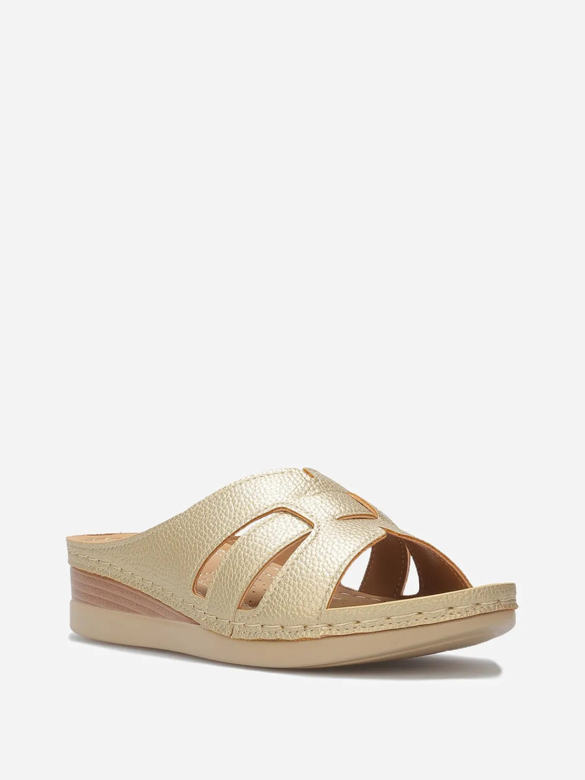 Outlet La Modeuse Mules compensées à brides croisées Doré