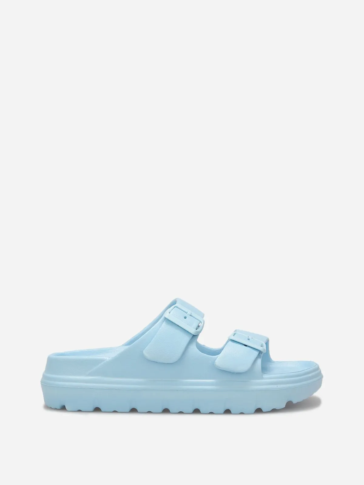 Sale La Modeuse Mules crantées à double brides Bleu