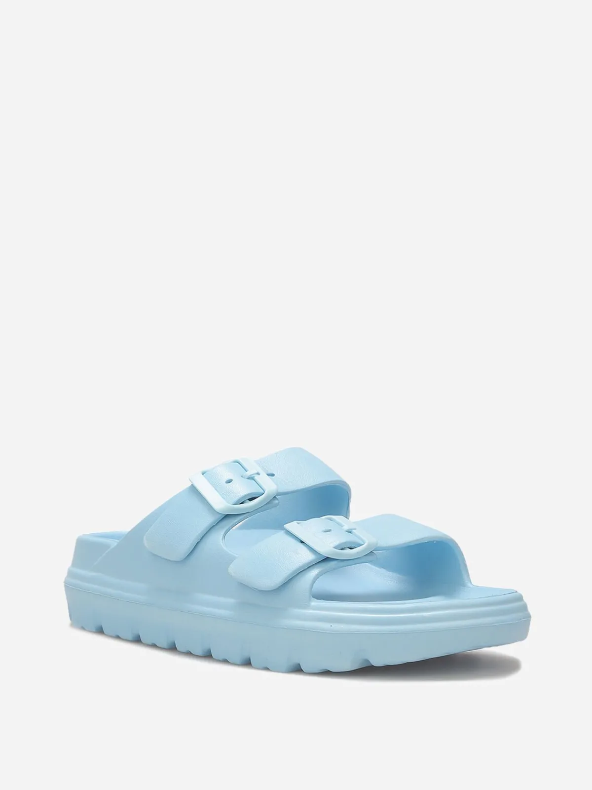 Sale La Modeuse Mules crantées à double brides Bleu