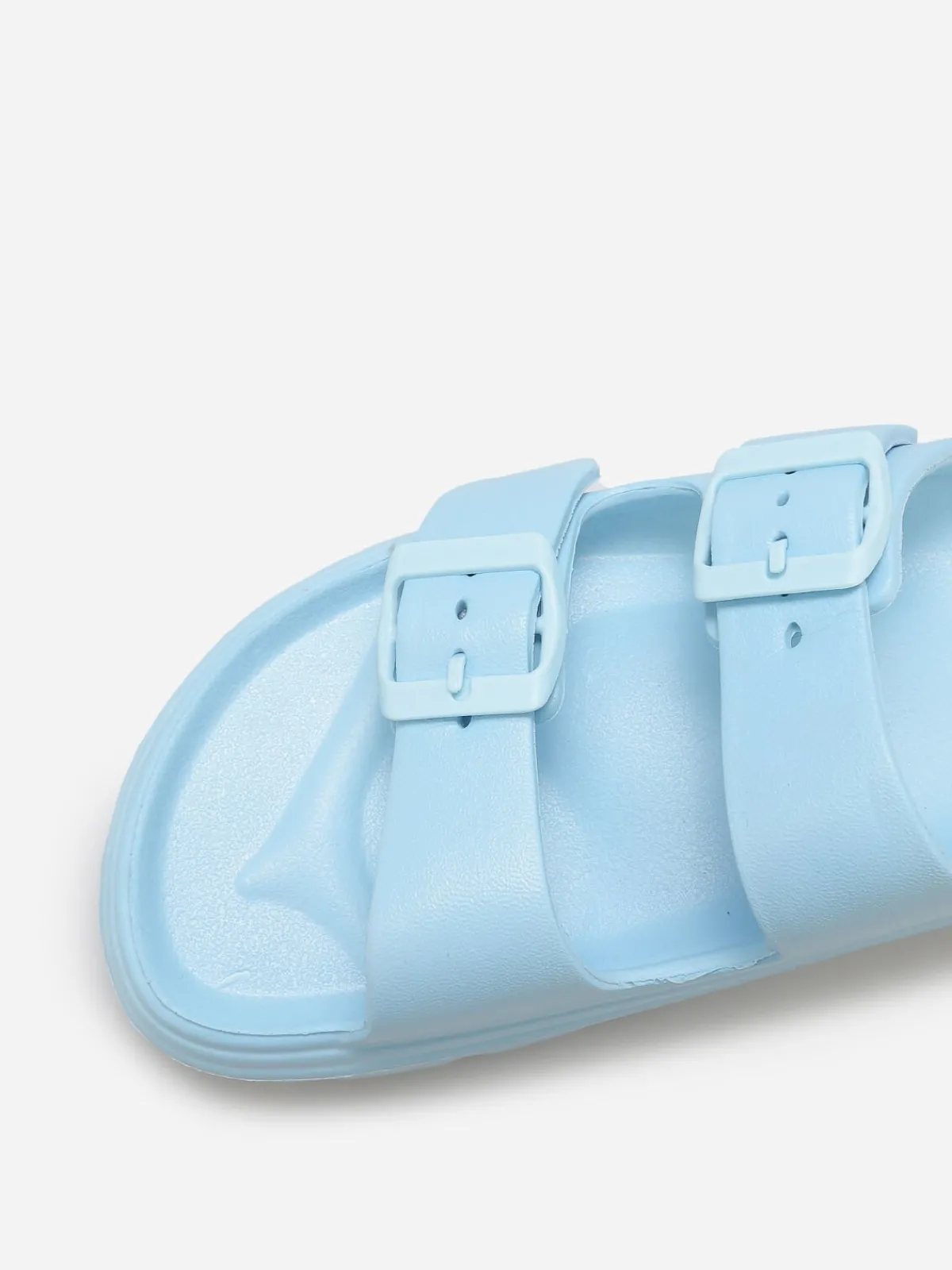 Sale La Modeuse Mules crantées à double brides Bleu