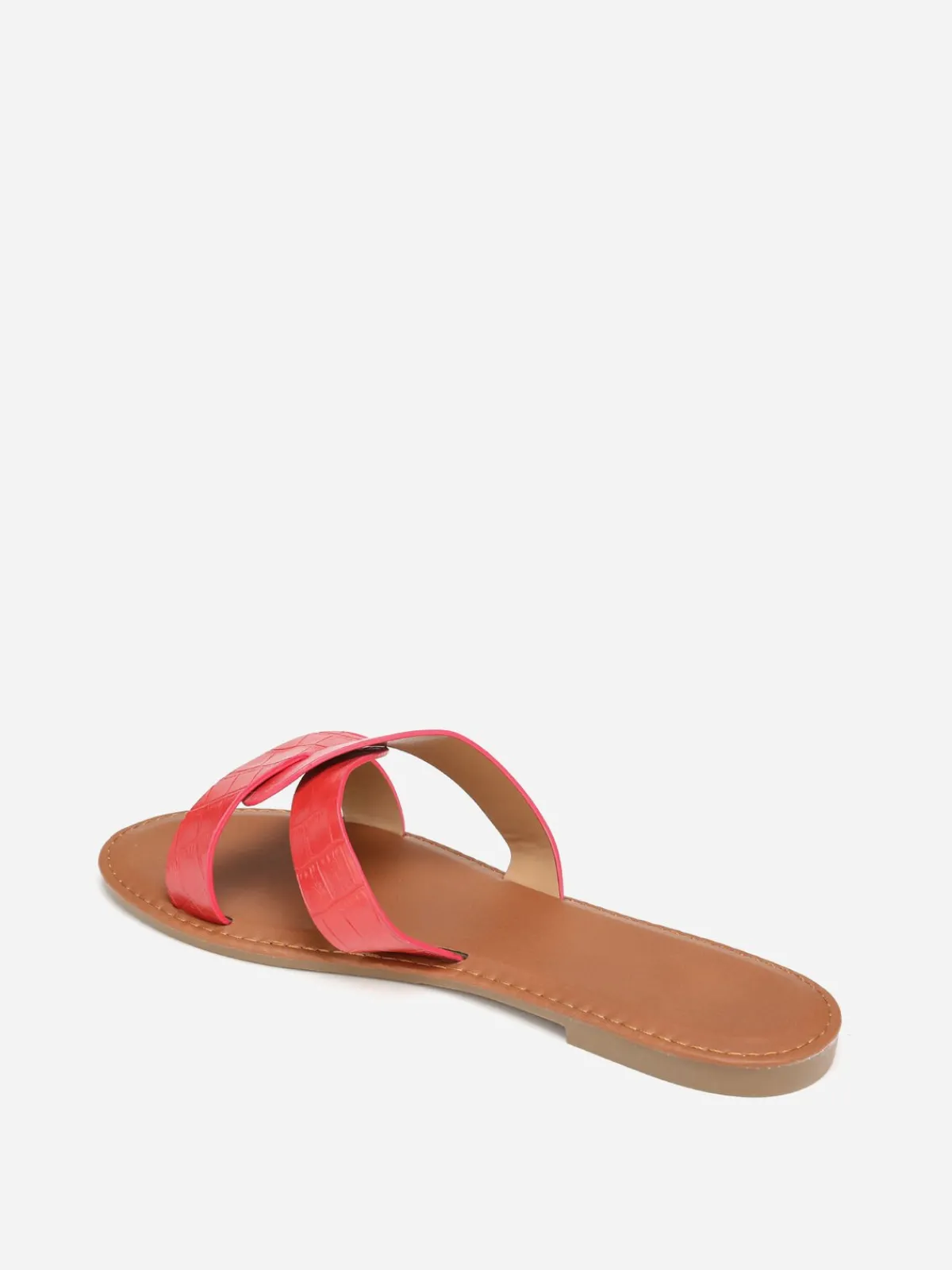 Sale La Modeuse Mules croco à brides croisées grandes tailles Rouge