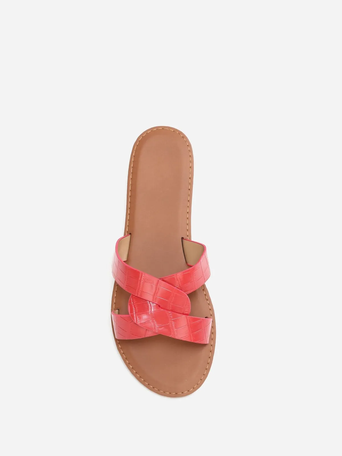 Sale La Modeuse Mules croco à brides croisées grandes tailles Rouge