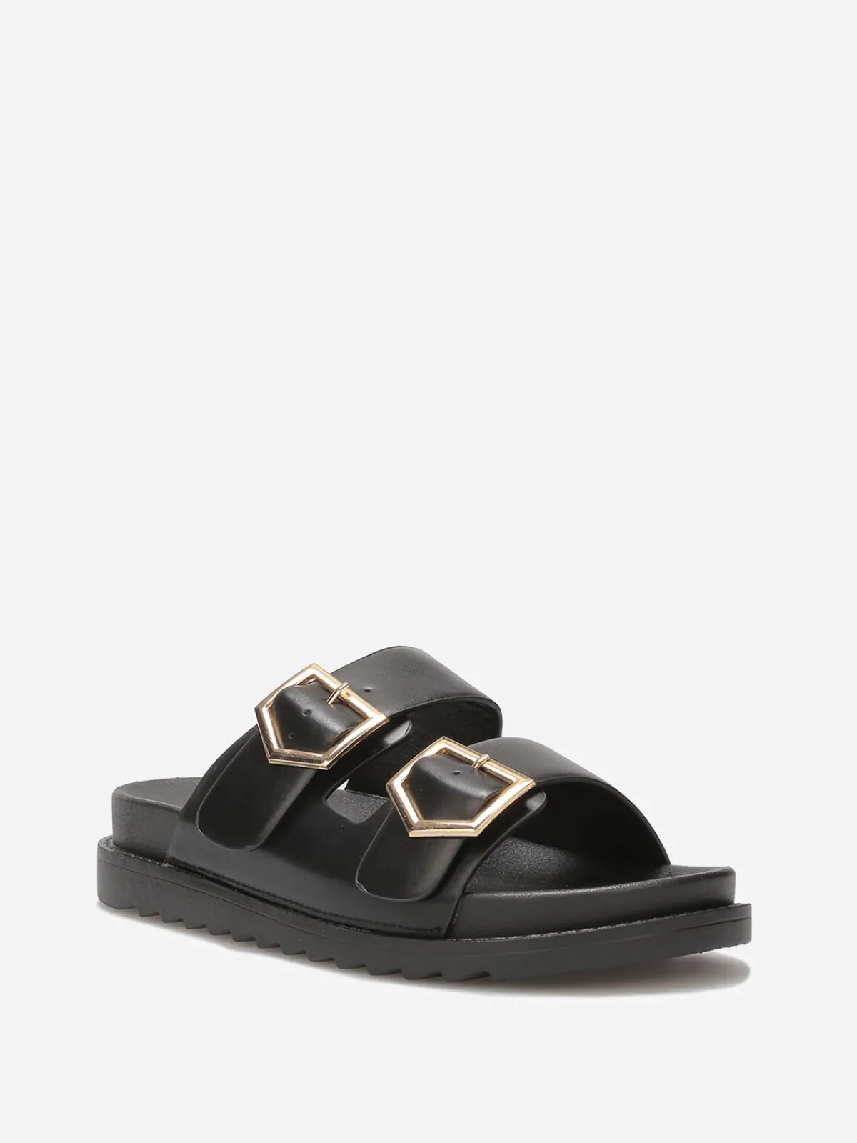 Outlet La Modeuse Mules double brides à plateforme Noir
