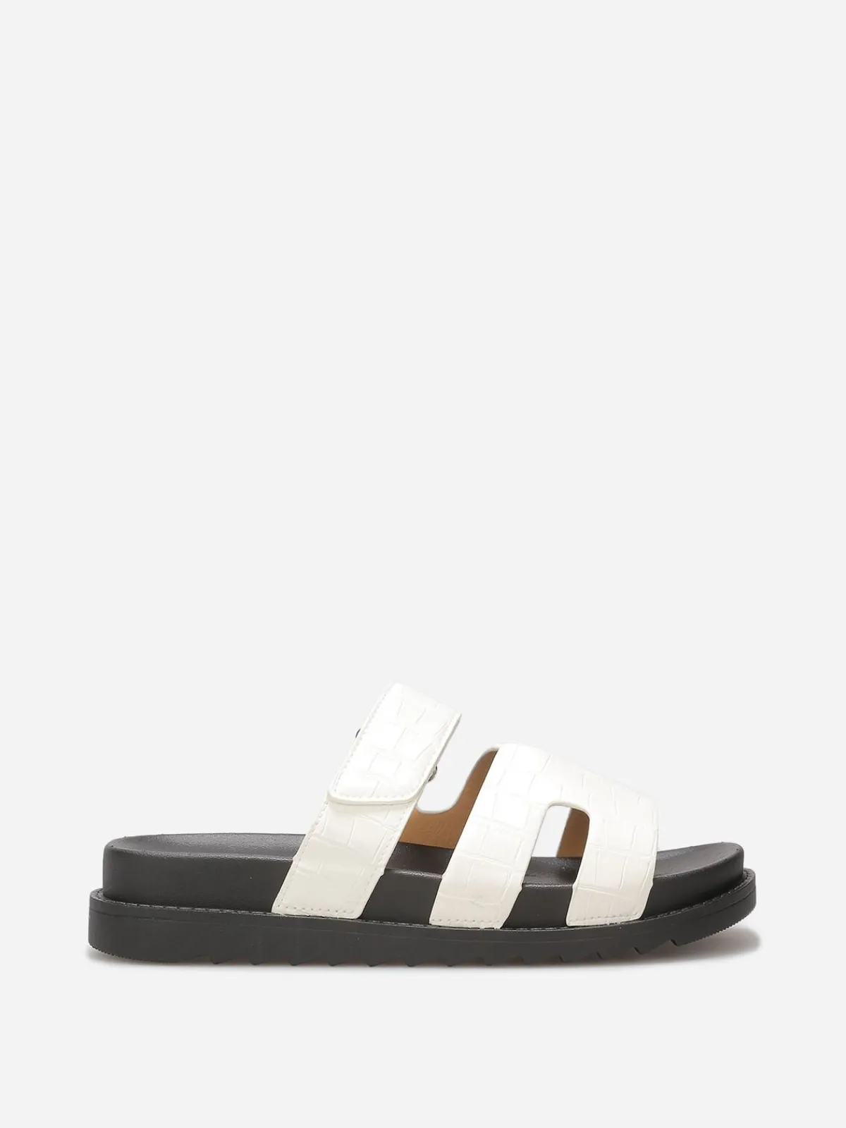 New La Modeuse Mules effet croco à brides ajourées Blanc