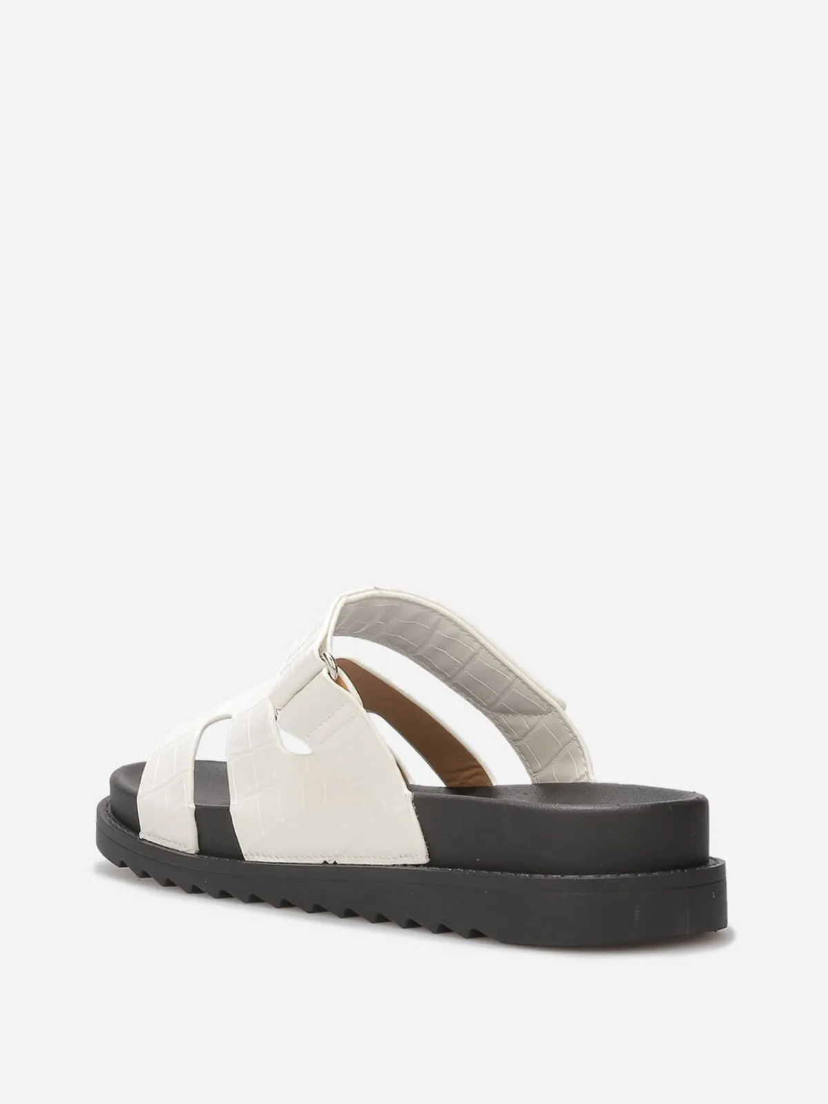 New La Modeuse Mules effet croco à brides ajourées Blanc