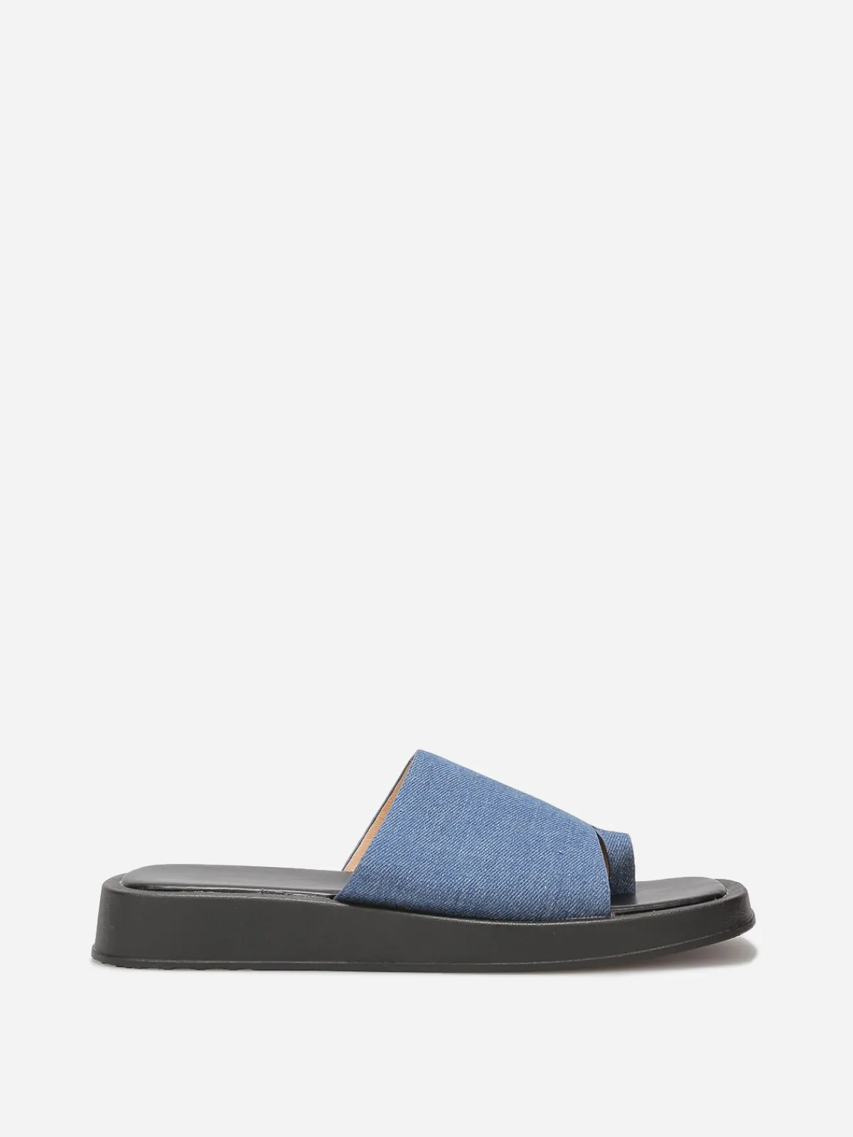 Clearance La Modeuse Mules en denim avec entre-doigts et plateforme Bleu