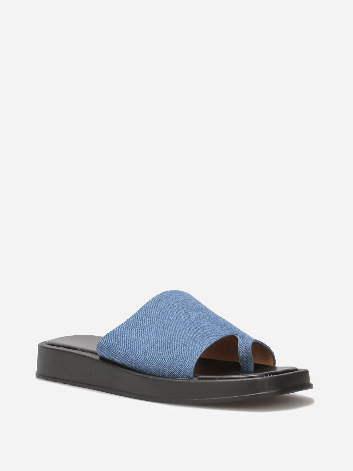 Clearance La Modeuse Mules en denim avec entre-doigts et plateforme Bleu