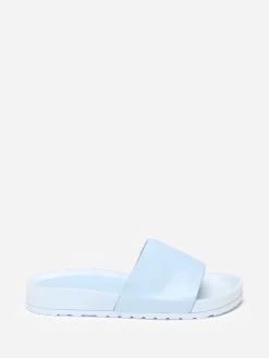 Sale La Modeuse Mules en simili à bride large Bleu